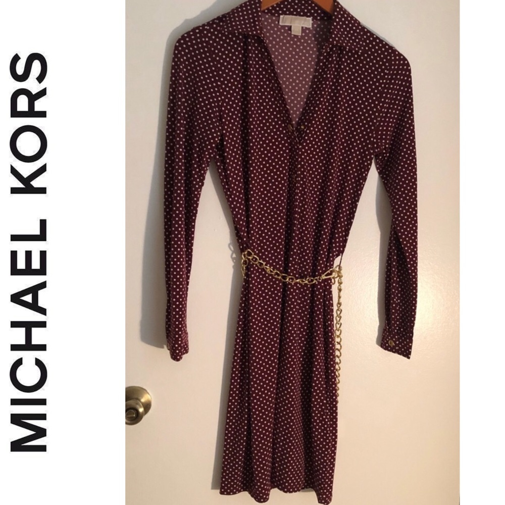 Michael Kors Maroon Jersey Shirt Dress
